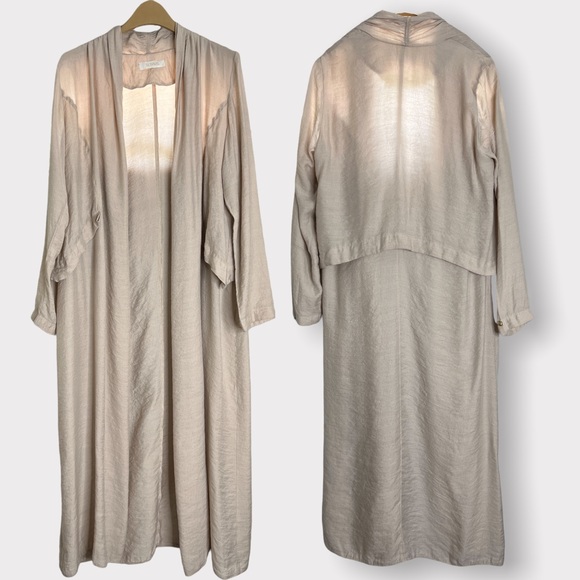 Duster Cream Oatmeal Small Medium Lightweight Spring Trend Long Layering - Picture 2 of 7